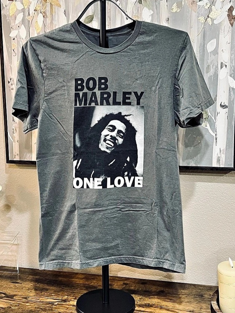 Gildan Bob Marley One Love Graphic Tee Gray Small